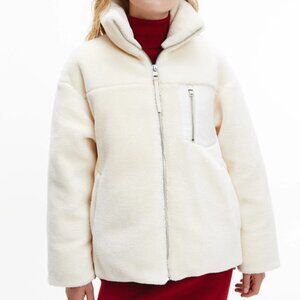Calvin Klein Back Embroidery Muslin Sherpa Jacket (as seen on Jennie)